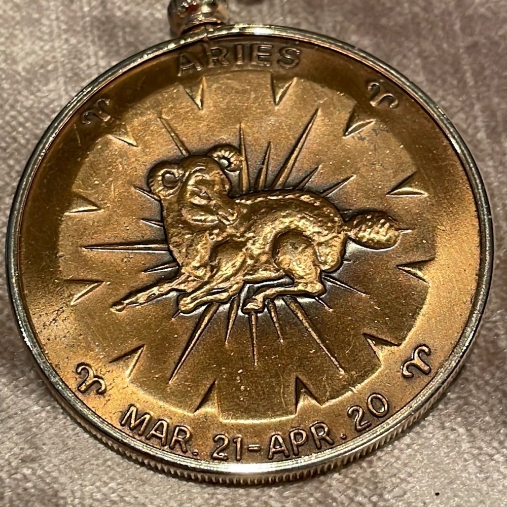 Vintage 70’s-80’s Aries Horoscope Pendant Medallion Necklace